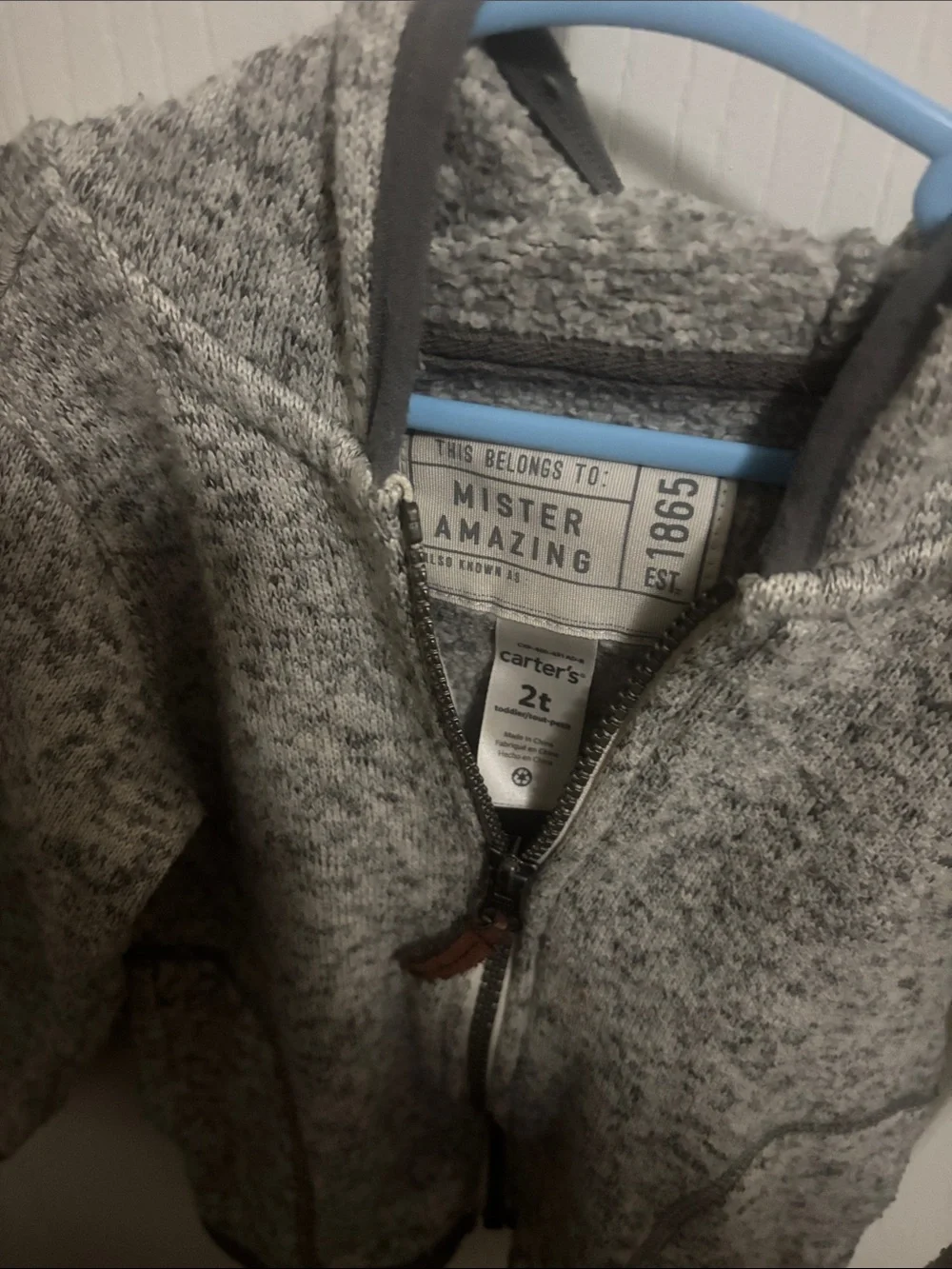 Kids Gray Hooded Zip Jacket - Soft Knit Outerwear